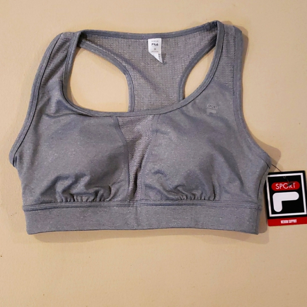 NWT Fila Sport Gray Medium Support Sports Bra - Medium